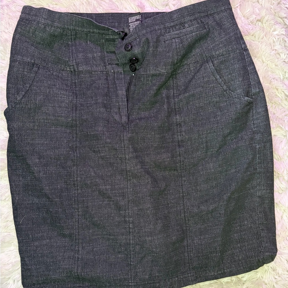 AGB Women’s Gray Straight Pencil Skirt Size 10 Lined Cotton Blend Button